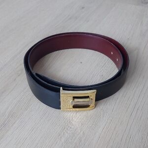 Black-Brown Men’s Leather Belt Reversible 38 + 3 buckles